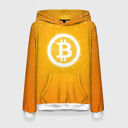 Толстовка-худи женская Bitcoin Orange, цвет: 3D-белый