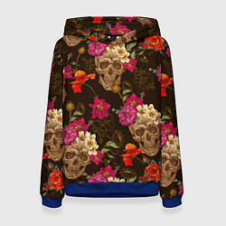 Толстовка-худи женская Черепа, цвет: 3D-синий