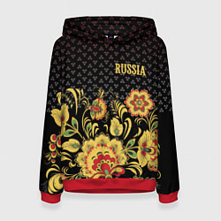 Толстовка-худи женская Russia: black edition, цвет: 3D-красный
