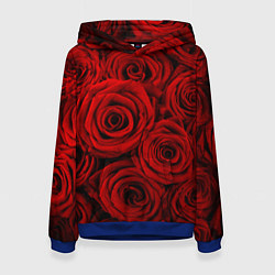 Толстовка-худи женская Красные розы, цвет: 3D-синий