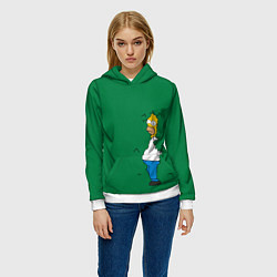 Толстовка-худи женская Гомер в кустах, цвет: 3D-белый — фото 2