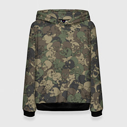 Толстовка-худи женская Камуфляж с черепами, цвет: 3D-черный