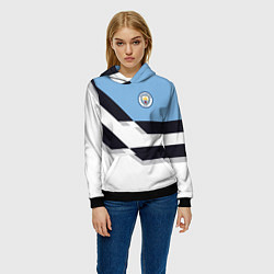 Толстовка-худи женская Manchester City FC: White style, цвет: 3D-черный — фото 2