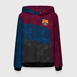 Толстовка-худи женская FC Barcelona: Dark polygons, цвет: 3D-черный