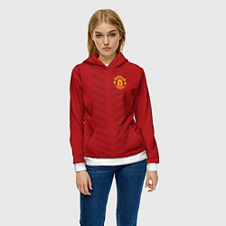Толстовка-худи женская Manchester United: Red Lines, цвет: 3D-белый — фото 2