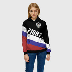 Толстовка-худи женская Fight Russia, цвет: 3D-черный — фото 2