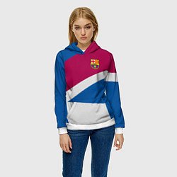 Толстовка-худи женская FC Barcelona: Sport Geometry, цвет: 3D-белый — фото 2