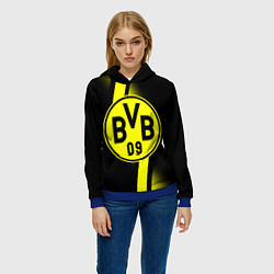 Толстовка-худи женская FC Borussia Dortmund: Storm, цвет: 3D-синий — фото 2