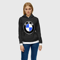 Толстовка-худи женская BMW CARBON БМВ КАРБОН, цвет: 3D-белый — фото 2