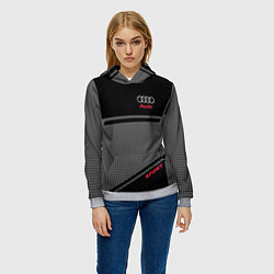 Толстовка-худи женская Audi: Crey & Black, цвет: 3D-меланж — фото 2