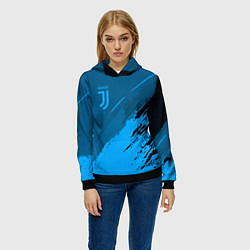 Толстовка-худи женская FC Juventus: Blue Original, цвет: 3D-черный — фото 2