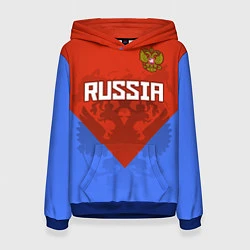 Толстовка-худи женская Russia Red & Blue, цвет: 3D-синий