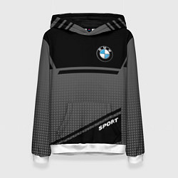 Толстовка-худи женская BMW SPORT БМВ СПОРТ, цвет: 3D-белый