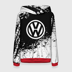Толстовка-худи женская Volkswagen: Black Spray, цвет: 3D-красный