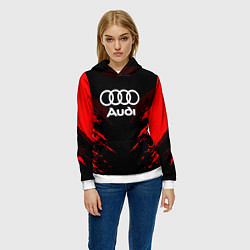 Толстовка-худи женская Audi: Red Anger, цвет: 3D-белый — фото 2