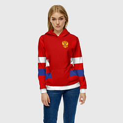 Толстовка-худи женская Russia: Sport Tricolor, цвет: 3D-белый — фото 2