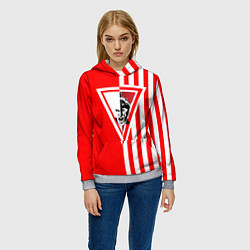 Толстовка-худи женская Красно-белый воин, цвет: 3D-меланж — фото 2