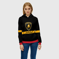 Толстовка-худи женская Lamborghini Automobili, цвет: 3D-красный — фото 2