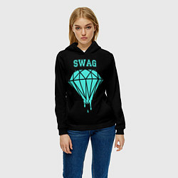 Толстовка-худи женская Swag diamond, цвет: 3D-черный — фото 2