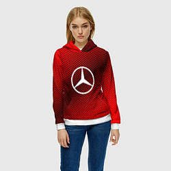 Толстовка-худи женская Mercedes: Red Carbon, цвет: 3D-белый — фото 2