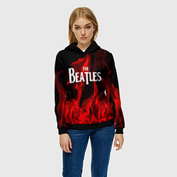 Толстовка-худи женская The Beatles: Red Flame, цвет: 3D-черный — фото 2