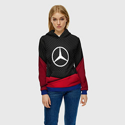 Толстовка-худи женская Mercedes Benz: Grey Carbon, цвет: 3D-синий — фото 2