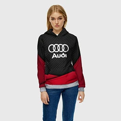 Толстовка-худи женская Audi: Grey Carbon, цвет: 3D-меланж — фото 2