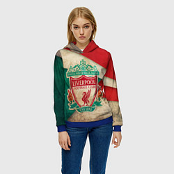 Толстовка-худи женская FC Liverpool: Old Style, цвет: 3D-синий — фото 2