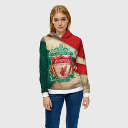 Толстовка-худи женская FC Liverpool: Old Style, цвет: 3D-белый — фото 2