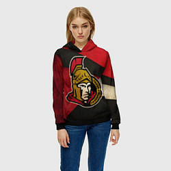 Толстовка-худи женская HC Ottawa Senators: Old Style, цвет: 3D-черный — фото 2