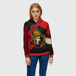 Толстовка-худи женская HC Ottawa Senators: Old Style, цвет: 3D-красный — фото 2