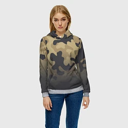 Толстовка-худи женская Camouflage Khaki, цвет: 3D-меланж — фото 2