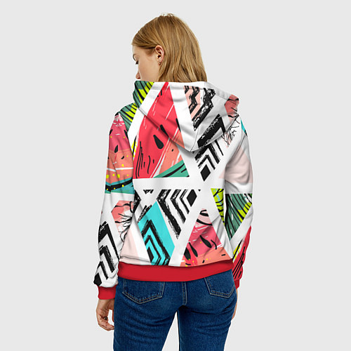 Женская толстовка Тропическое ассорти / 3D-Красный – фото 4