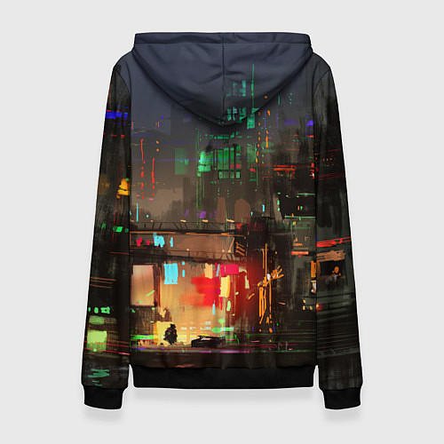 Женская толстовка Cyberpunk 2077: Night City / 3D-Черный – фото 2