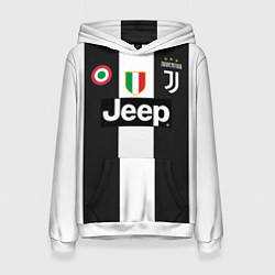 Толстовка-худи женская FC Juventus 18-19, цвет: 3D-белый