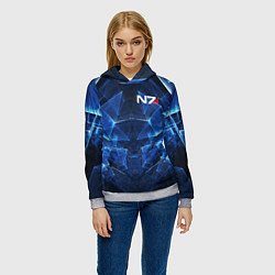 Толстовка-худи женская Mass Effect: Blue Armor N7, цвет: 3D-меланж — фото 2