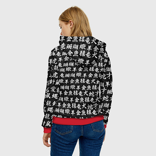 Женская толстовка Senpai Hieroglyphs / 3D-Красный – фото 4