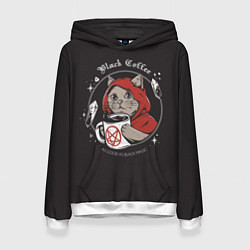 Толстовка-худи женская Black Cat, Black Coffee, цвет: 3D-белый