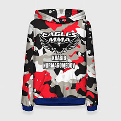 Толстовка-худи женская Khabib Nurmagomedov: Red Camo, цвет: 3D-синий