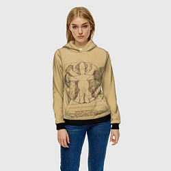 Толстовка-худи женская Гомер Да Винчи, цвет: 3D-черный — фото 2
