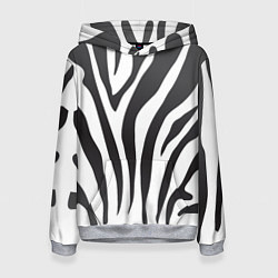 Толстовка-худи женская Африканская зебра, цвет: 3D-меланж