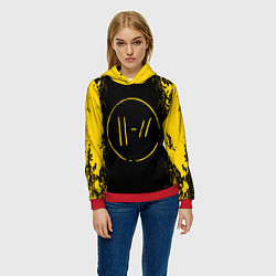 Толстовка-худи женская 21 Pilots: Yellow & Black, цвет: 3D-красный — фото 2