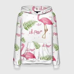 Толстовка-худи женская Lil Peep: Pink Flamingo, цвет: 3D-белый