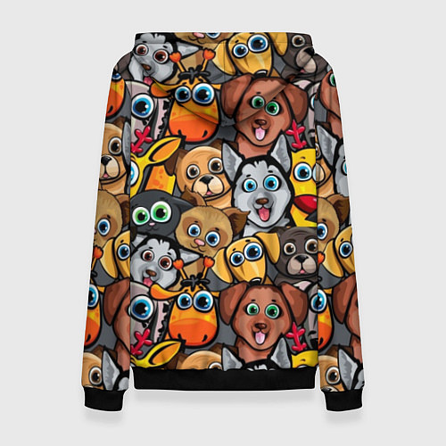 Женская толстовка Веселые собаки / 3D-Черный – фото 2