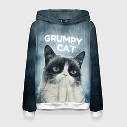Толстовка-худи женская Grumpy Cat, цвет: 3D-белый