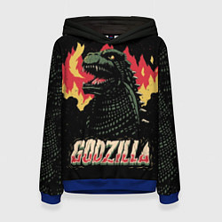 Толстовка-худи женская Flame Godzilla, цвет: 3D-синий