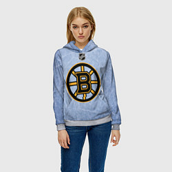 Толстовка-худи женская Boston Bruins: Hot Ice, цвет: 3D-меланж — фото 2