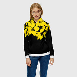 Толстовка-худи женская Желтые Листья - Минимализм, цвет: 3D-белый — фото 2