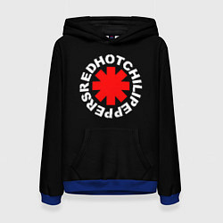 Толстовка-худи женская Red Hot chili peppers logo on black, цвет: 3D-синий