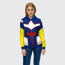 Толстовка-худи женская ALL MIGHT MY HERO ACADEMIA MHA МОЯ ГЕРОЙСКАЯ АКАДЕ, цвет: 3D-синий — фото 2